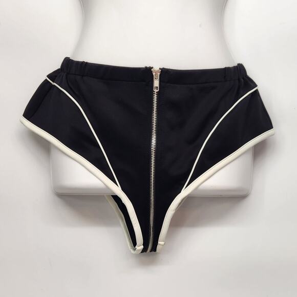 NWT Shane Justin Runway Black White Zip-Around Brief Women's L - Picture 1 of 11